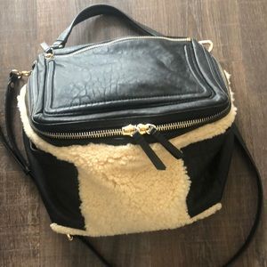 Vince Camuto Patch Crossbody Leather and Sherpa Fur Bag- RARE!
